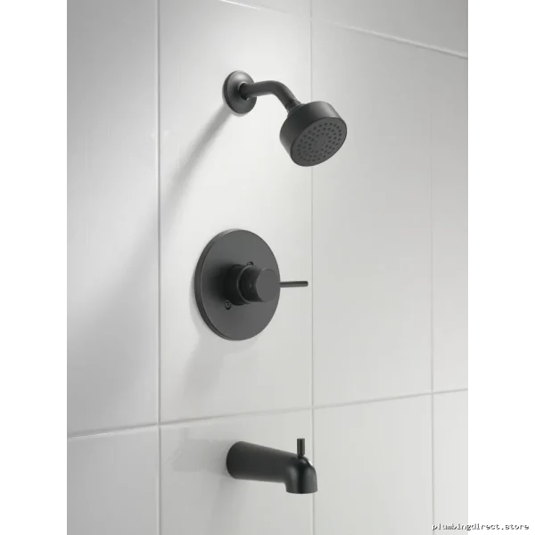 Delta Matte Black Tub Shower Trim Kit with Cylindrical Project Pack - Image 5