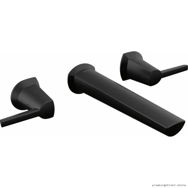 Upgraded Matte Black Two Handle Wall Mount Bath Faucet Trim by Delta – Modern Style - Image 2