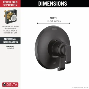 Delta T17089-BL Matte Black Valve Trim for 17 Series Faucets