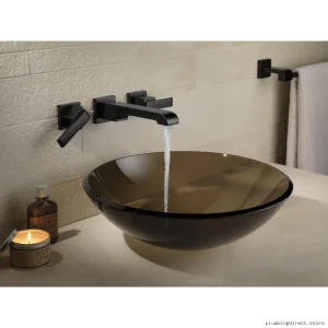 Delta Matte Black Wall Mount Bathroom Faucet with 2 Handles T3567LF-BLWL