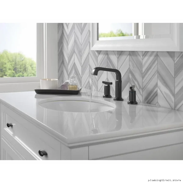 Widespread Bathroom Faucet in Matte Black | Tetra 35587-BL-DST Delta - Image 2