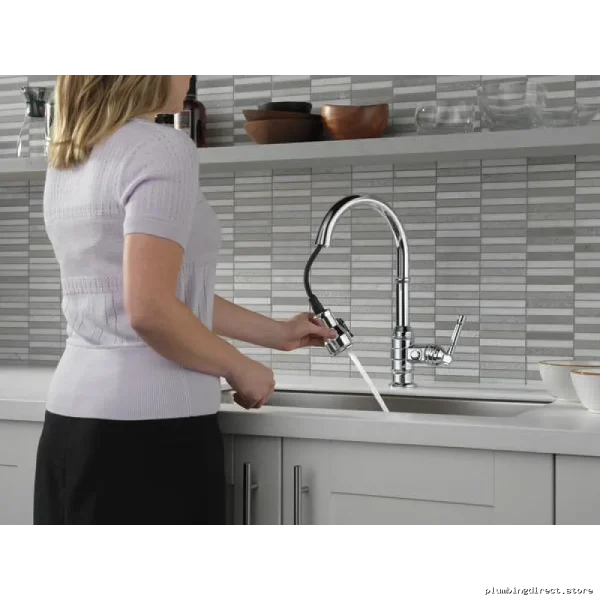 Modern Kitchen Faucet with Pulldown Spray - Champagne Bronze Finish (9190-CZ-DST) Delta - Image 4