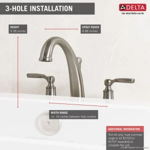 Delta Modern Roman Bath Tub Faucet Trim in Stainless Steel
