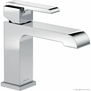 Delta Chrome Single Hole Modern Bathroom Faucet with Less Pop-Up Drain