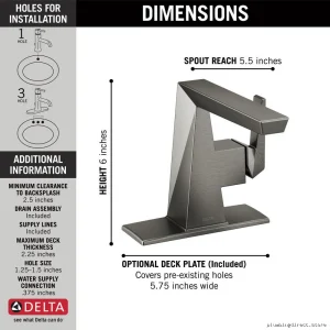 Modern Single-Hole Sink Faucet w/ Pop-Up – Lumicoat Black #543-KS-PR-MPU-DST Delta