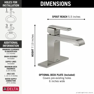 Modern Stainless Steel Single Hole Bathroom Faucet - Delta 567LF-SSMPU