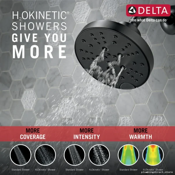 Delta Monitor 17 Series H2Okinetic Matte Black Shower System Trim T17472-BL