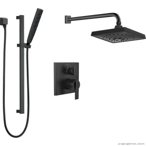 Monitor 14 Series Square Shower Kit w/ Stops - Matte Black DF-KIT23-PBSBL-WS Delta