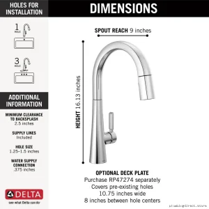 Pull Down Spray Chromed Kitchen Faucet by Delta Monrov