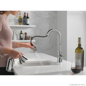 Delta Monrovia Bar Prep Faucet w/ Pulldown Spray & Lumicoat Arctic Steel