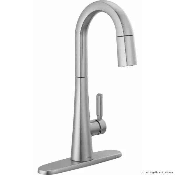 Delta Monrovia Bar Prep Faucet w/ Pulldown Spray & Lumicoat Arctic Steel - Image 2