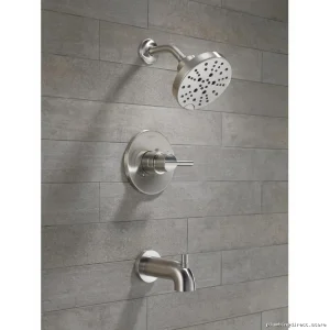 Delta Nicoli 14 Series Stainless Tub & Shower Trim Kit with Valve No Stops