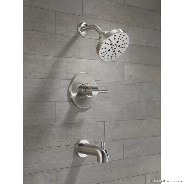 Delta Nicoli 14 Series Stainless Tub & Shower Trim Kit with Valve No Stops