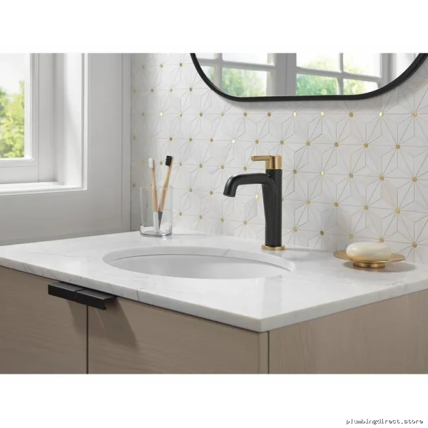 Delta Nicoli 15849LF-GZ Matte Black/Champagne Bronze Bathroom Sink Faucet - Image 3