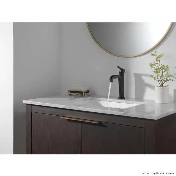 Modern Matte Black Single-Hole Nicoli Bathroom Faucet - Model 15849LF-BL Delta