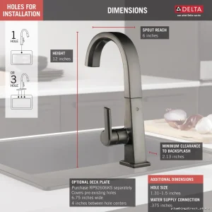 Delta Black Stainless Steel Bar Prep Faucet 1993LF-KS Pivotal Model