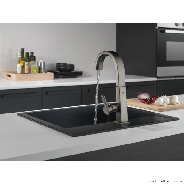 Delta Black Stainless Steel Bar Prep Faucet 1993LF-KS Pivotal Model - Image 2