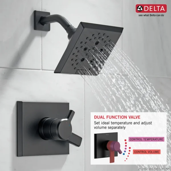 Pivotal 17" H2Okinetic Shower Trim - Premium Matte Black T17299-BL Delta - Image 2