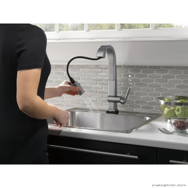 Delta Pivotal Touch Bar Kitchen Faucet with Powerful Pulldown Spray - Arctic Stainless 9993T-AR-DST - Image 2