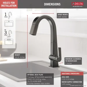 Delta Pivoting Pull-Down Sprayer Tap – Polished Black Stainless Model #KS-DST