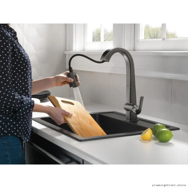 Delta Pivoting Pull-Down Sprayer Tap – Polished Black Stainless Model #KS-DST - Image 3