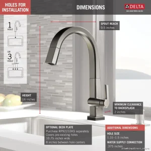 Delta Smart-Pivot Touch Control Kitchen Sink Tap With Pull-Down Sprayer & Chrome Finish