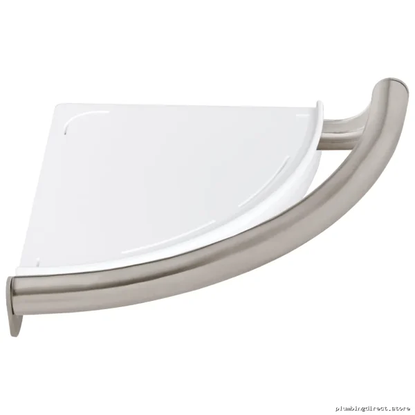Delta Stainless Steel Corner Shelf with Grab Bar - Modern Bathroom Storage - Image 2