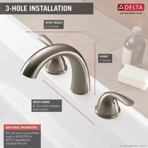 Delta Stainless Steel Roman Tub Faucet Trim Kit T5722-SS Classic Design
