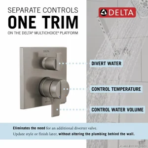Delta Stainless Steel 3-Setting Shower Diverter Trim with Angular Valve