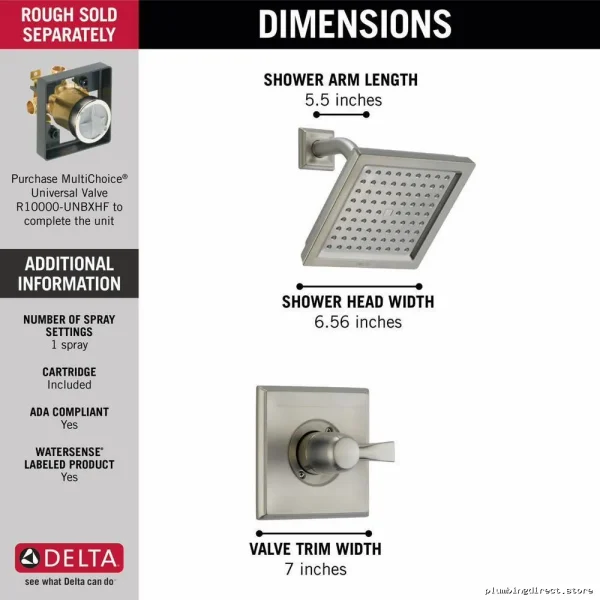 Delta T14251-SS-WE Modern Stainless Steel Shower Trim for Dryden Monitor 14 Series - Image 3
