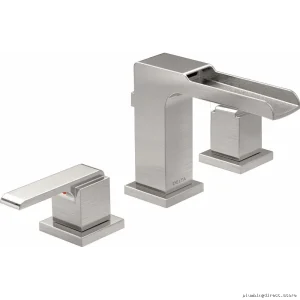 Delta Stainless Steel Widespread Bathroom Faucet with Channel Spout