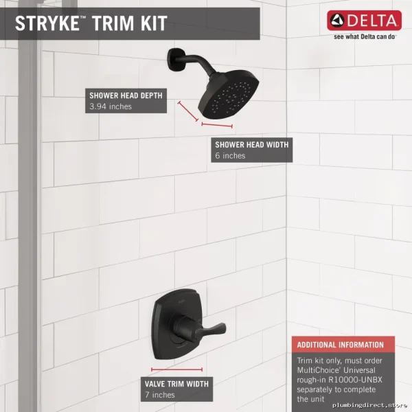 Delta Stryke 14 Series Matte Black Shower Trim - Stylish Bathroom Upgrade T14276-BL - Image 4