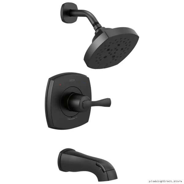 Delta Matte Black Stryke 14 Tub Shower Trim Kit T14476-BL - Image 2