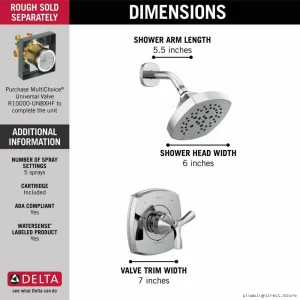Delta Stryke 14 Series Modern Bathroom Faucet Set with Chrome Finish