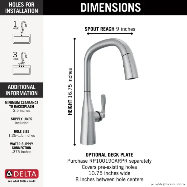 Delta Stryke Arctic Stainless Pull Down Kitchen Faucet with Spray - Image 4