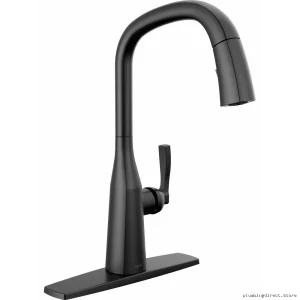 Delta Stryke Matte Black Kitchen Faucet with Pulldown Spray - Model 9176-BL-DST
