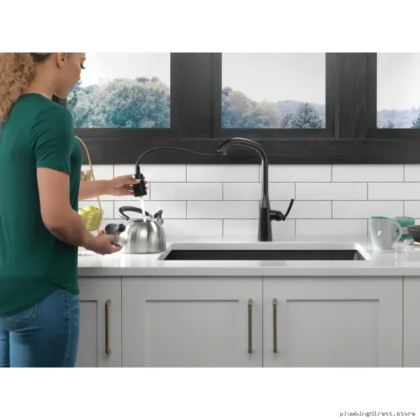 Delta Stryke Matte Black Kitchen Faucet with Pulldown Spray - Model 9176-BL-DST - Image 3