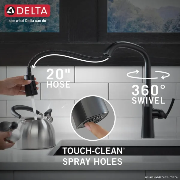 Delta Stryke Matte Black Kitchen Faucet with Pulldown Spray - Model 9176-BL-DST - Image 5