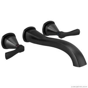 Delta Stryke Matte Black Wall Mount Tub Filler Trim Kit T5776-BLWL
