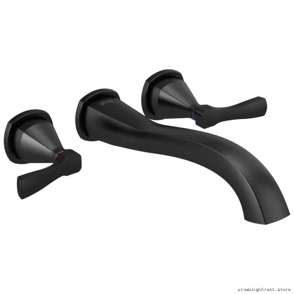 Delta Stryke Matte Black Wall Mount Tub Filler Trim Kit T5776-BLWL