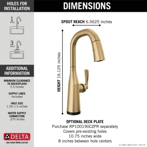 Delta Stryke Touch Kitchen Faucet with Pulldown Spray Head - Lumicoat Champagne Bronze Finish 9976T