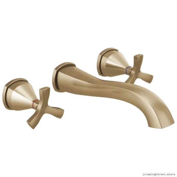 Delta Stryke Two Handle Wall Mount Faucet Trim – Champagne Bronze Contemporary Style