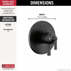Delta-Style Saylor Monitor 17 Series Valve Trim - Matte Black T17035-BL