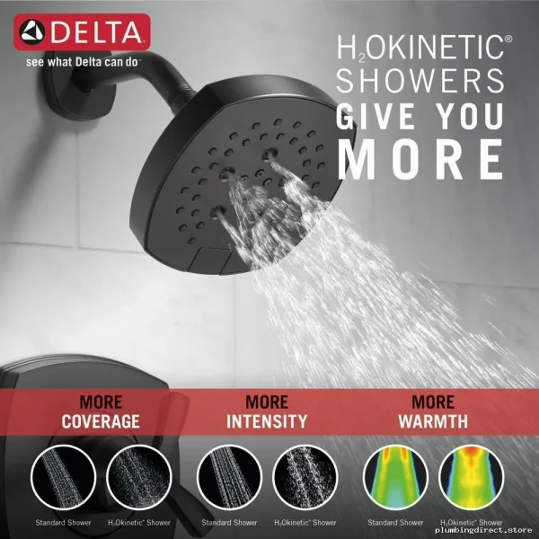 Delta Matte Black Stryke 14 Tub and Shower Trim Kit T144766-BL - Image 2