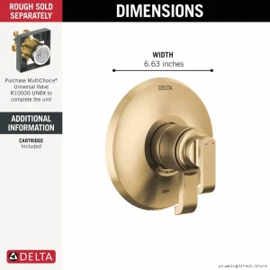 Delta T17089 Lumicoat Champagne Bronze Valve Trim for Tetra 17 Series