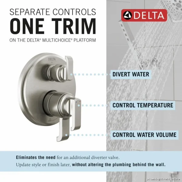 Delta Tetra 17 Series 3-Setting Shower Diverter Trim in Lumicoat Stainless - Image 3