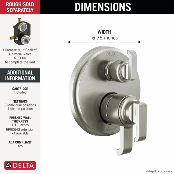 Delta Tetra 17 Series 3-Setting Shower Diverter Trim in Lumicoat Stainless