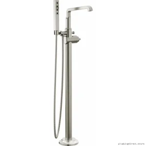 Tetra Floor-Mounted Tub Filler Trim Handles Not Included - Lumicoat Stainless Steel Delta Finish T4789