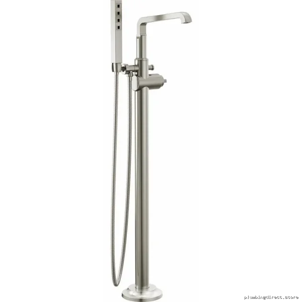 Tetra Floor-Mounted Tub Filler Trim Handles Not Included - Lumicoat Stainless Steel Delta Finish T4789