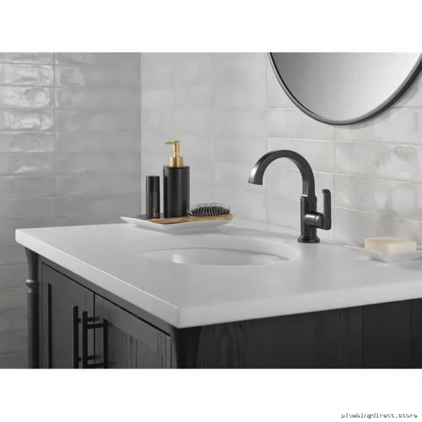 Delta Tetra Matte Black Single-Hole Bathroom Faucet - Modern Design - Image 2